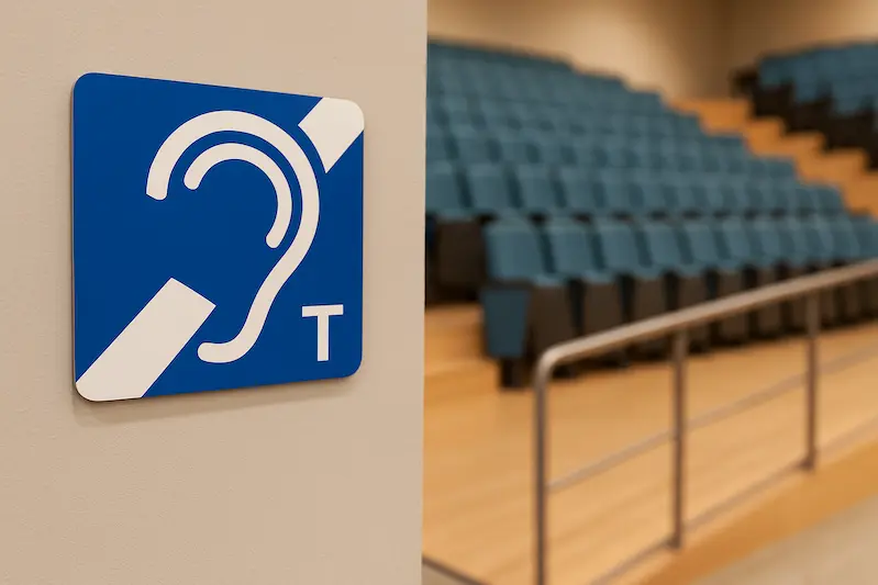 Vista del Auditorio Cartuja mostrando instalaciones adaptadas y recursos inclusivos como bucle magnético y espacios accesibles